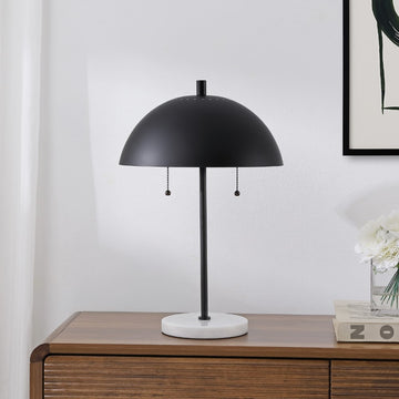 Ella 20.7" Dome Metal with Marble Base LED Table Lamp